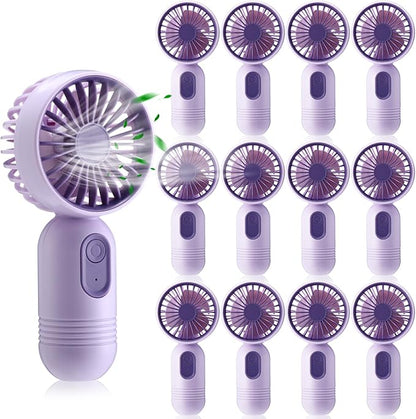 Rossesay 12 Pack Mini Portable Handheld Fan Bulk for Travel 3 Speeds, Rechargeable USB Battery Operated, Small Personal Eyelash Fans for Women Men Indoor Outdoor(Purple)