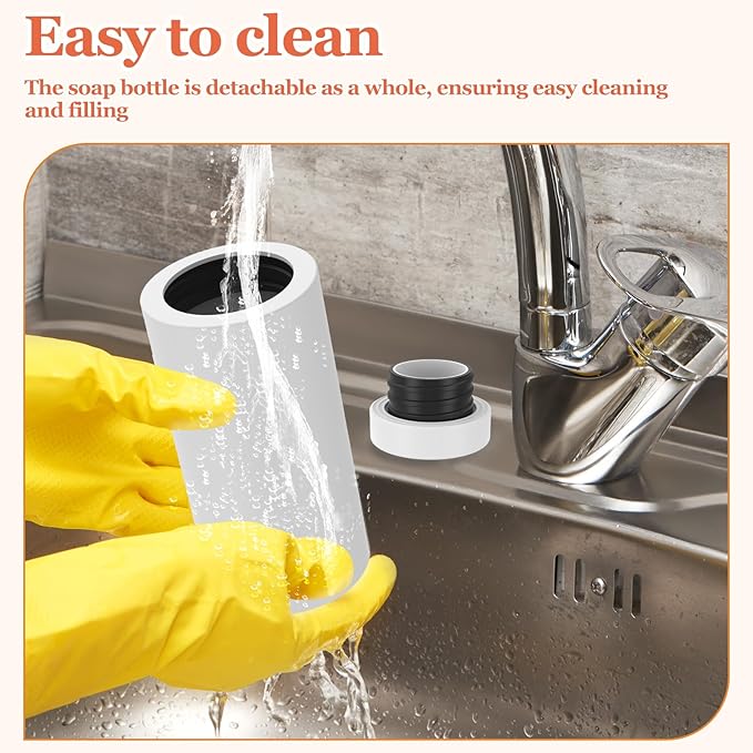 8 Oz Dishwashing Liquid Dispenser, Silicone Dish Soap Dispenser, Reusable Soap Dispenser Hand Soap, Refillable Dish Soap Squeeze Bottle Portable Hand Soap Bottle for Bathroom (White)