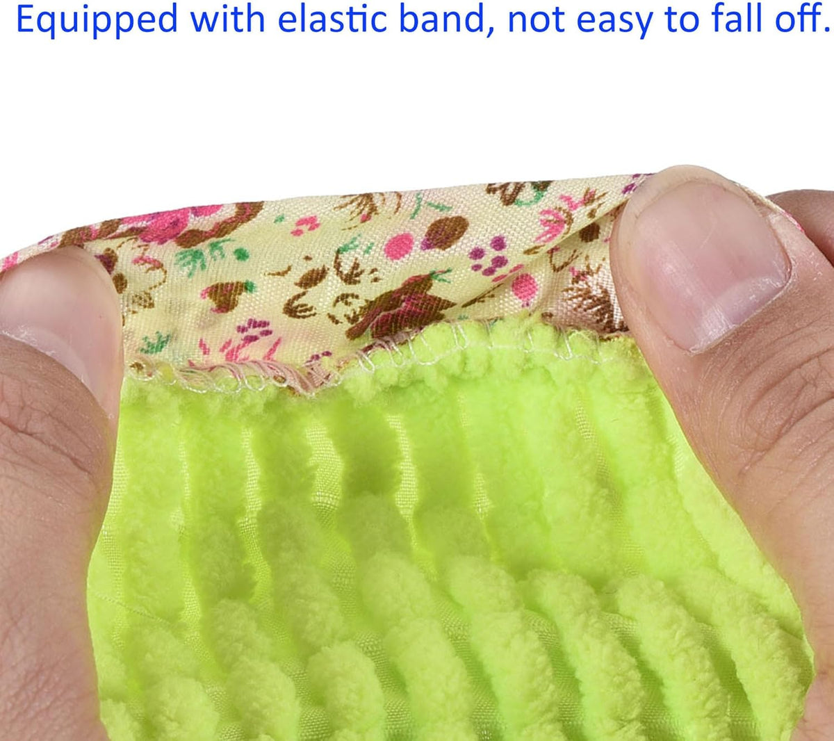1 Pair Washable Cleaning Shoes Cover - Floor Cleaning Dust, Chenille Microfiber Duster Mop Slippers, Apply to House Office Room (Green)