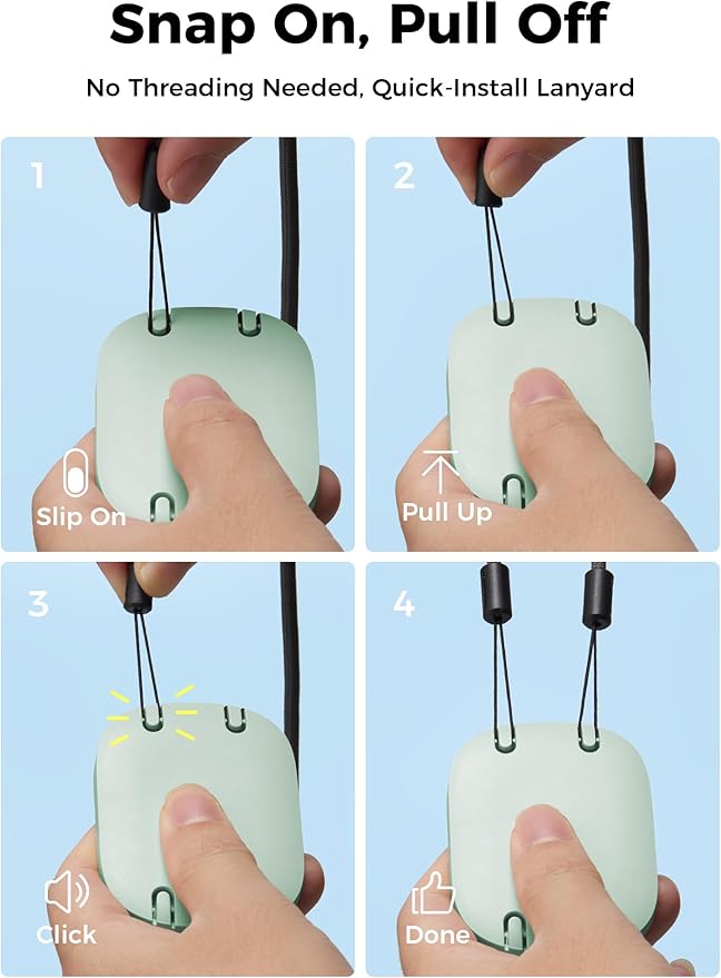 Aecooly Mini Portable Neck Fan, Mighty Hands Free Fan, Magnetic Fit Click 01 USB Rechargeable [10H Max Cooling Time], Personal Battery Powered, Pocket for Travel, Summer, Gifts for Women -Green