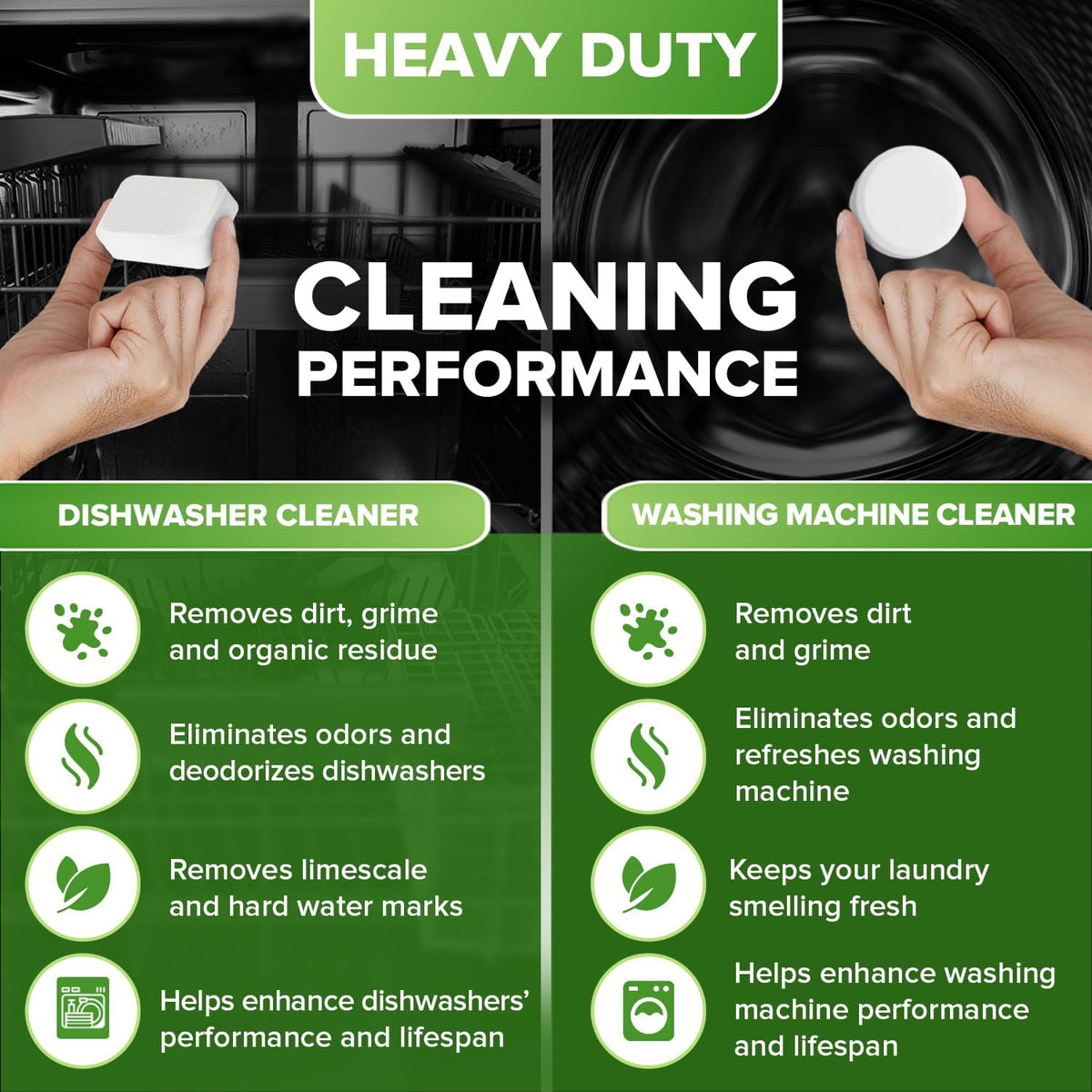 Renuv Dishwasher + Washing Machine Cleaner Bundle – Heavy Duty Deep Cleaning, Descaling & Deodorizing