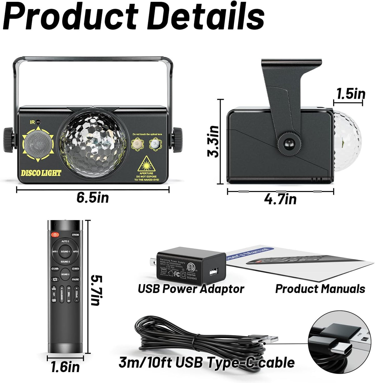 Party Lights, DJ Disco Light Disco Ball Light Sound Activated Strobe Stage Lights for Parties Birthday Christmas Gift Wedding Karaoke KTV Bar Club