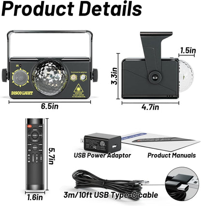 Party Lights, DJ Disco Light Disco Ball Light Sound Activated Strobe Stage Lights for Parties Birthday Christmas Gift Wedding Karaoke KTV Bar Club