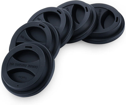 Coffee Mug Lids(3.15"Inner Diameter,3.43"Outer Diameter), Ksendalo Thicker Eco Reusable Silicone Travel Mug Lids, Silicone Cup Cover Set,Black(5pcs)