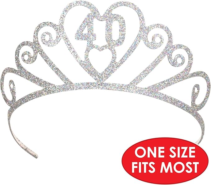 Glittered 40 Tiara Party Accessory (1 count) (1/Pkg)