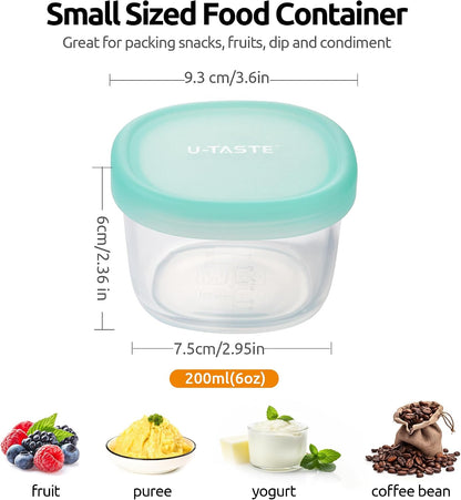 U-Taste Silicone Container with Lids, Small Mini Food Storage, 6oz * 2