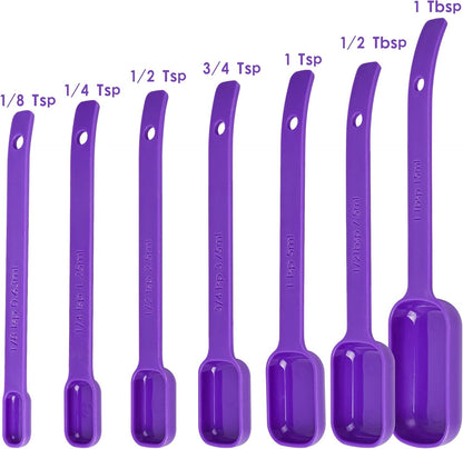 Plastic Measuring Cups and Spoons Set 15, 7 Dry&Liquid Measuring Cup Spoon Set, 7 Spice Long Handle Measuring Spoons with 1 Leveler for Kitchen and
