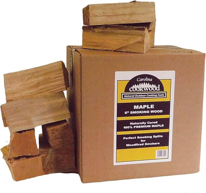Smoking Wood Mini Splits, 6-Inch Firewood Logs, Naturally-Cured Maple Hardwood for Wood-Fired Ovens, Smokers, BBQ & Charcoal Grills, USA Made, 12-17 lbs., 800 Cubic Inches
