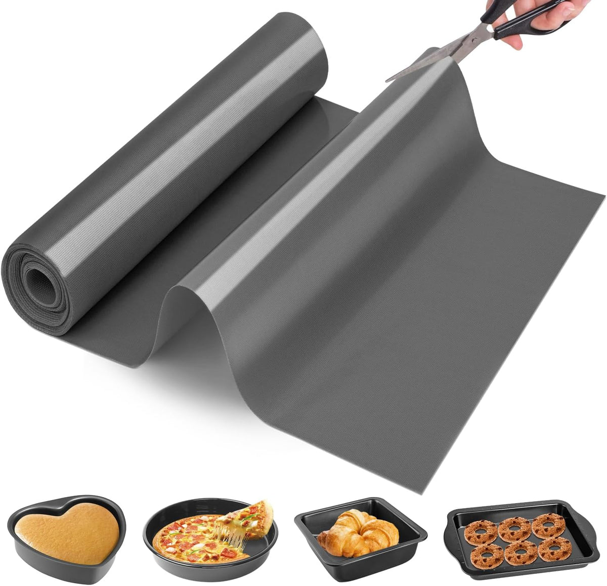 Silicone Baking Mat Roll -Reusable &amp; Best German Silicone Mat Roll-Heat Resistant Freeze Dryer Mat Non Stick Pastry Mat Dough Rolling Mat, Non Slip Countertop Protector Mat, Cut to Size Silicone Mat