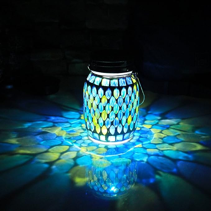 Mosaic Lights Solar Outdoor Hanging Lanterns, Garden Decor Christmas Gifts for Women Mom Grandma Halloween Decor Lights, Outdoor Waterproof Lights, Garden,Patio,Pathway & Yard Décor