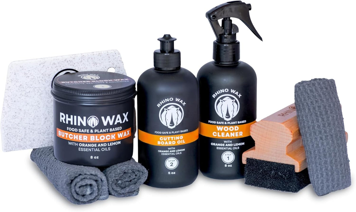 Butcher Block Ultimate Care Kit - Includes Cutting Board Oil, Wax, Wood Spray Cleaner, Bench Scraper, LG Applicator, 3 Cloths