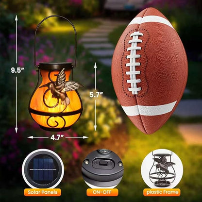 2 Pack Solar Lanterns Outdoor Waterproof Flickering Flame Light Hummingbird Hanging Solar Powered Lantern for Yard Patio Porch Outdoor Garden Decor Women Friend Teachers Appreciation Gifts