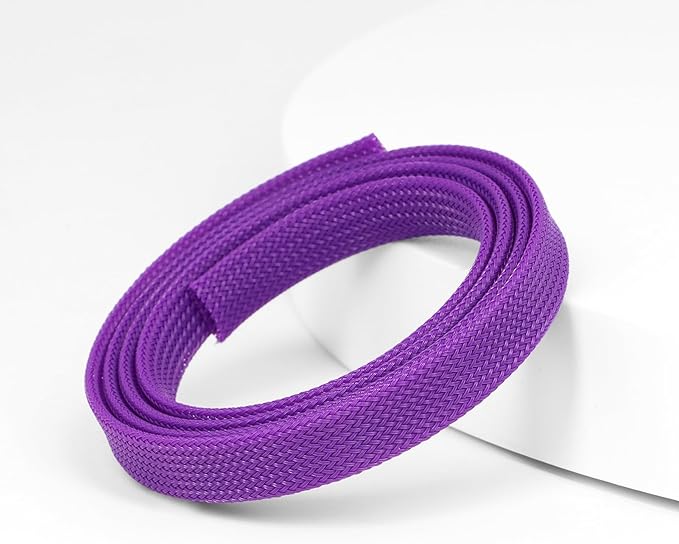 25ft PET Expandable Braided Cable Sleeve 3/8inch(10mm) Pet Braided Cable Sleeve for Audio Video Device Wire Automotive Wire (Purple)
