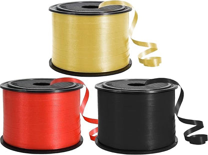 TONIFUL 300 Yards Curling Ribbon-Balloon Ribbon-Balloon String for Art&Craft Decor,Gift Wrapping,Ribbons and Bows for Christmas New Year Birthday Gifts Graduation Supplies (Black Red Gold)