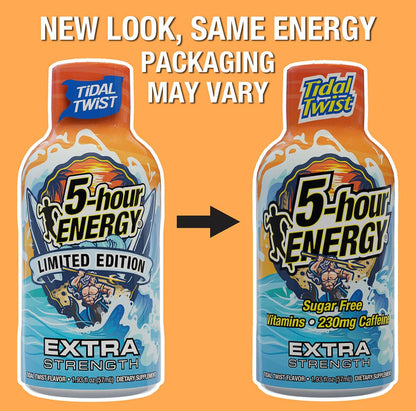 5-hour ENERGY Extra Strength Energy Shot, Tidal Twist (1.93 oz., 30 Count), Zero Calories & Sugar-Free 230 mg Caffeinated Energy Shot, Amino Acids & B Vitamins, Dietary Supplements, , Pina-Colada Flavor