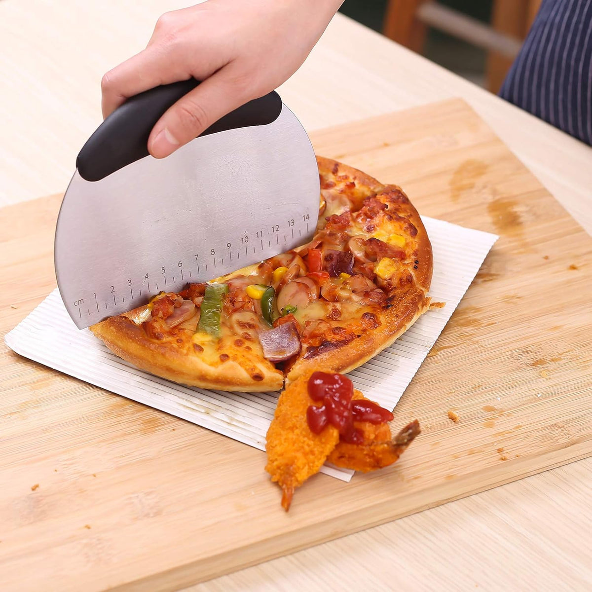 1 pcs Dough Pastry Scraper Chopper/Stainless Steel Dough Scraper Cutter with Ergonomic Rubber Non-Slip Grip/Dough Scraper Cutter/Pro Pastry Pizza