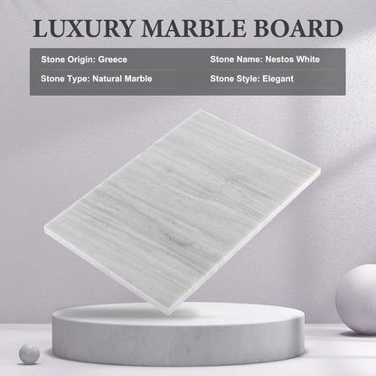 Koville Natural Marble Cutting Board for Kitchen Countertop, 12" x 8" Pastry Bread Macaron Display Board, Real Stone Slab Marble Cheese Boards