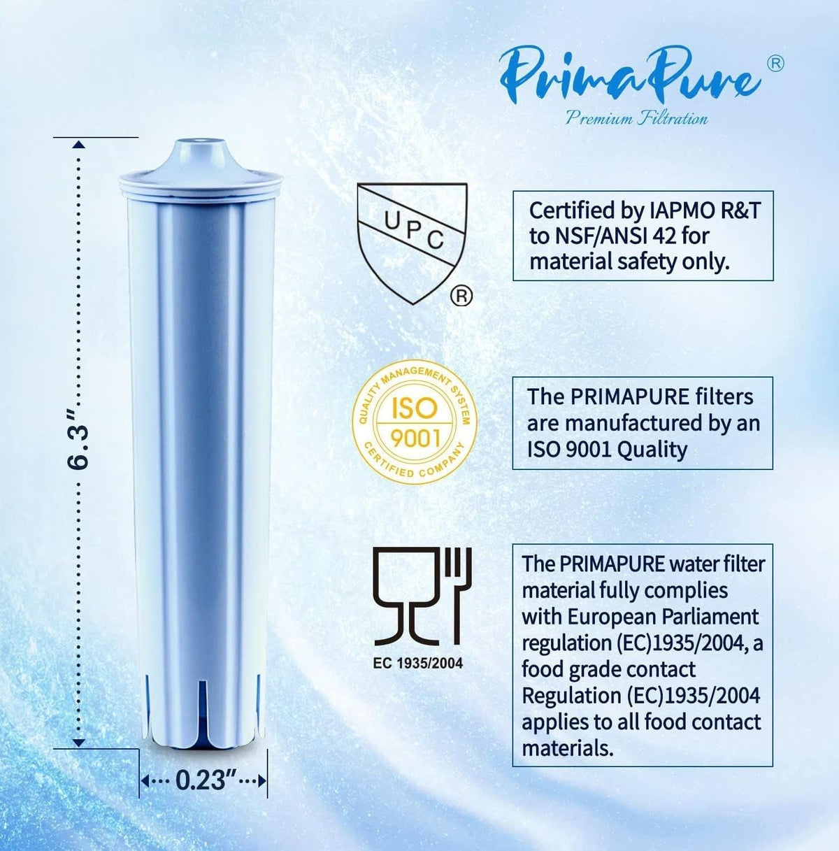 4-Pack PrimaPure Coffee Machine Water Filter Replacement for Jura Clearyl Blue 71445, 67879, ENA3, ENA5, J6, J9