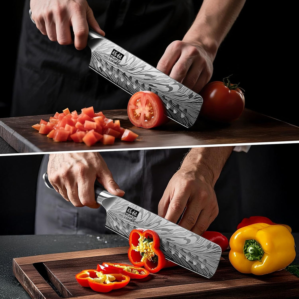 Shan ZU Nakiri Knife in Powder Steel, Ultra Sharp 7 Inch Vegetable Kitchen Knife, High Carbon Japanese Chopping Knives