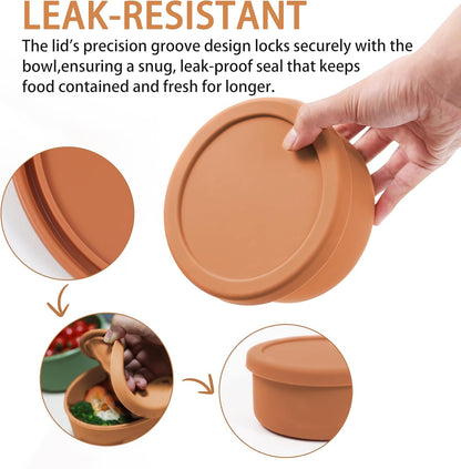 24 fl oz Adult Silicone Reusable Lunch Bento Bowl with Lid, Medium Airtight Food Storage Container for Cereal, Meal Prep &amp; Leftovers, BPA Free, Microwave Fridge Dishwasher Safe ( Light blue 1 Pack)