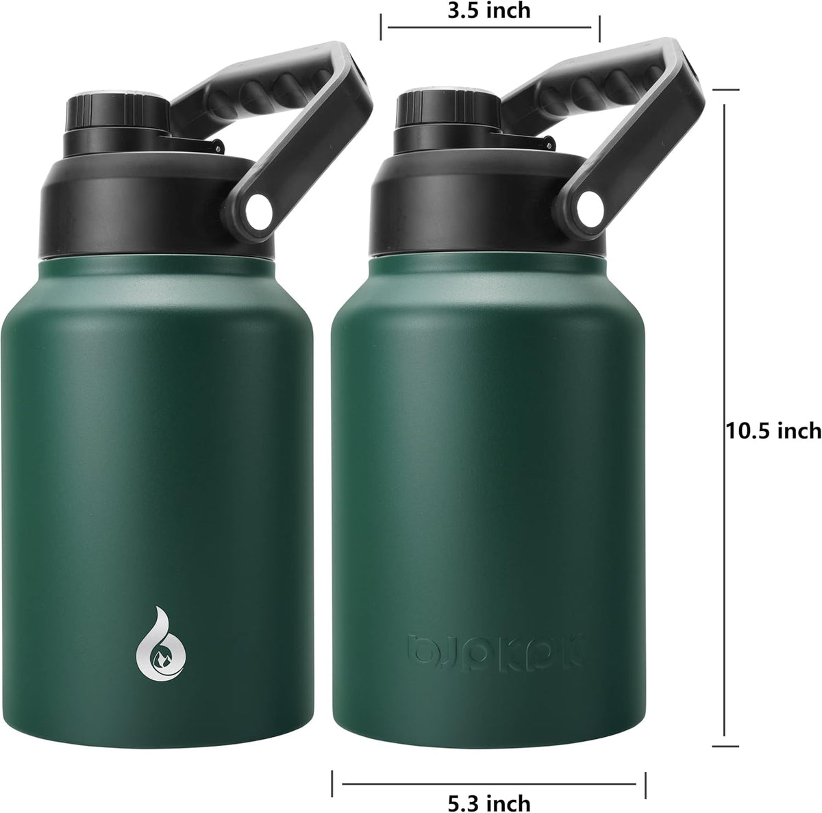 Bjpkpk 64 oz Insulated Water Bottle, Dishwasher Safe Half Gallon Water Bottle with Ergonomic Handle, BPA Free Leak Proof Water Jug for Sports
