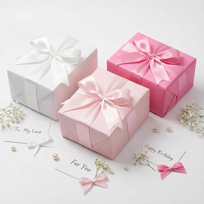 QIANF Pink Double Face Satin Ribbon 1 Inch x 45 Yards White Fabric Ribbon for Gift Wrapping, Flower Bouquets, Hair Bows Making, Wedding Decoration, Invitation Cards, Valentine's Day (3 Rolls *15Yd)