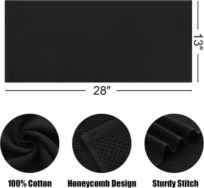 Kitinjoy 100% Cotton Waffle Weave Kitchen Towels, 12-Pack Super Soft and Absorbent Kitchen Dish Towels for Drying Dishes, Kitchen Hand Towels, 13 in x 28 in, Black