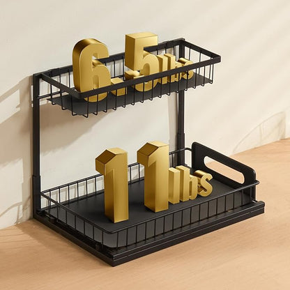 VEVOR 2 Tier Pull Out Cabinet Organizer(10.7"W x 14.2"D), Under Sink Organizer and Storage, Slide Out Drawer Cabinet Organizer, Wire Basket Sliding Storage, 12.5"Wx15.5"Dx13"H Install Size for Cabinet