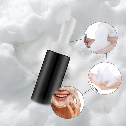 2 OZ Foam Bottle with Brush, Empty Foaming Dispensers to Travel for Soap, Shampoo (3pcs, Black)