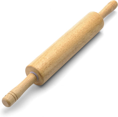 Farberware Classic Wood Rolling Pin, 18-Inch Hardwood Dough Roller for Baking Pizza, Pies, Pastry and Cookies, Ergonomic Handles, Kitchen Essential