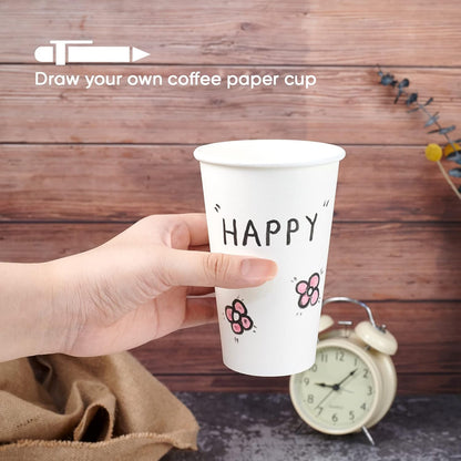 Litopak 210 Pack 16 oz Disposable Paper Coffee Cup, Hot/Cold Beverage Drinking Cups for Water, Paper Coffee Cups, White Hot Coffee Cups