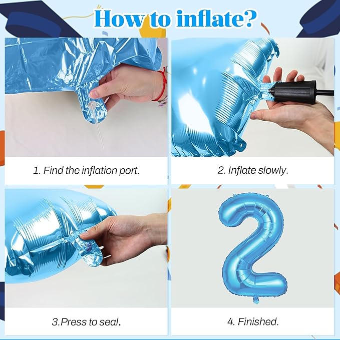 Blue Grad 2026 Balloons, 2026 Graduation Decorations Set Congrats Grad Foil Balloons Banner Sign for Class of 2026 Graduation Decorations College High School Prom Party Backdrop Supplies