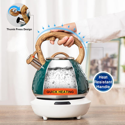 Tea Kettle, Toptier Teapot Whistling Kettle with Wood Pattern Handle Loud Whistle