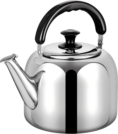 Whistling Stovetop Tea Kettle,Food Grade 316 Stainless Steel,Hot Water Fast to Boil,Stovetop Kettle with Ergonomic Handle,4.2 Quart Capacity