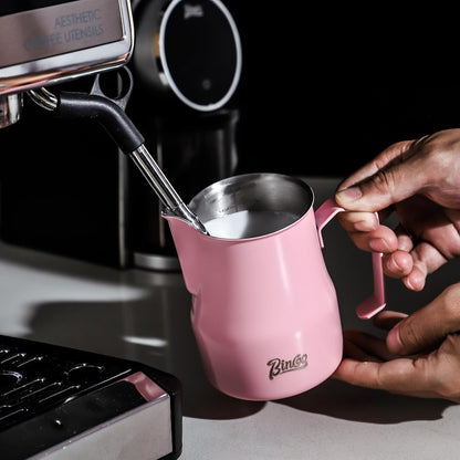 Milk Frothing Pitcher 450ML - Espresso Steaming Pitcher with Large Handle and Spout,Cappuccino Latte Art Cup for Barista and Home Cafe