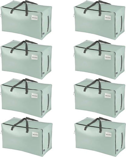 VENO 8 Pack Extra Large Heavy Duty Moving Bags with Wide Opening & Reinforced Handles, Reusable Storage Tote Bags with Strong Zippers for Clothes, College Dorm Essentials & Moving Supplies