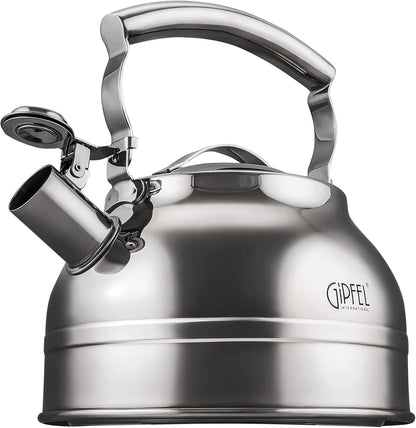 Whistling Tea Kettle Stovetop - Food Grade Stainless Steel Teapot for Stove Top with Ergonomic Handle for Gas, Induction, Electric Stovetops 2.3 Quart