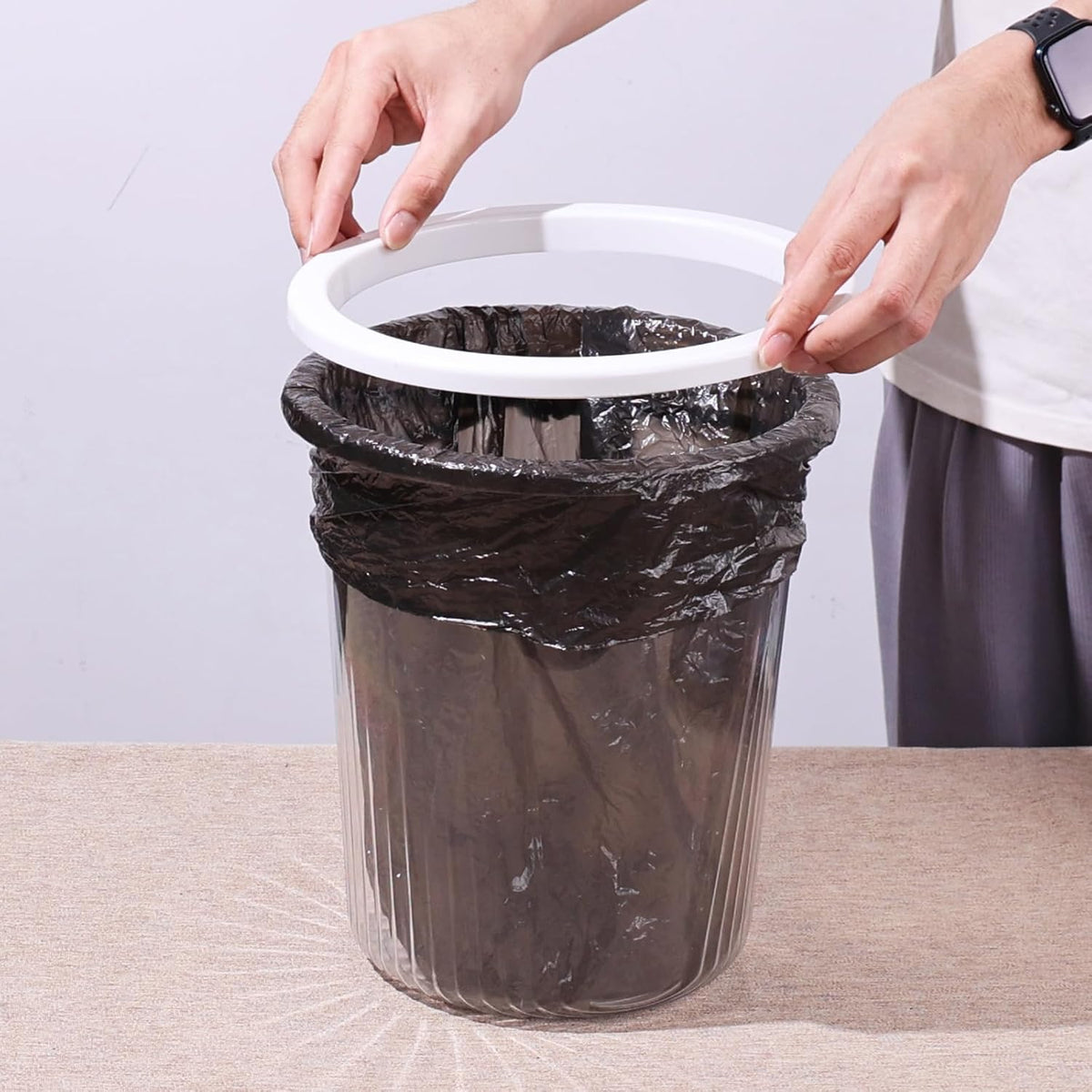 4-Pack Waste Basket Plastic, Small Plastic Garbage Can, Clear, 4 Gallon