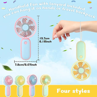 Tujoe Mini Handheld Fan, USB Rechargeable Hand Held Fan Hanging Small Hand Travel Fans Portable Powerful Fans for Women Outdoor Travelling Indoor Home, 4 Colors(40 Pcs)