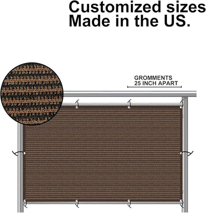 Eden's Decor Balcony Privacy Screen Brown 2'6"x 16' Cover Mesh Windscreen Weather-Resistant UV Protection for Backyard Deck, Patio, Balcony, Pool, Porch, Fence, Railing, Gardening