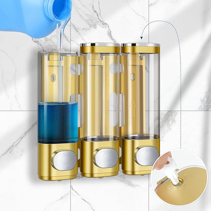3-in-1 Room Wall Mounted Bathroom,Shower Pump Dispenser and Organizer,Dispensers for The Shower,Shampoo and Conditioner Dispenser,Shampoo Dispenser for Shower