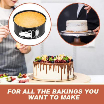 4 Pcs 6 Inch Non Stick Springform Pan with Removable Bottom Carbon Steel Cheesecake Pan Round Springform Cake Mold with Stainless Steel Spring