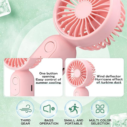 Rossesay 12 Pack Mini Portable Handheld Fan Bulk for Travel 3 Speeds, Rechargeable USB Battery Operated, Small Personal Eyelash Fans for Women Men Indoor Outdoor(Pink Green)