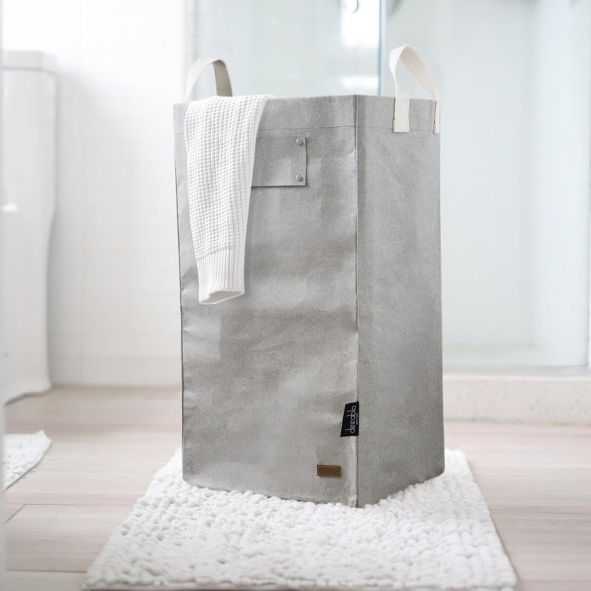 Deeablo New York - Sustainable Reusable Indoor Recycling Bin for Kitchen, Multipurpose Recycle Bin, Large Recycling Bins for Home, Washable Paper Bag for Recycling (Grey)