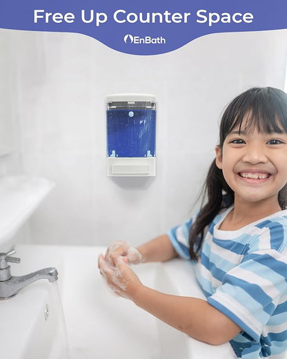 Commercial Soap Dispenser Wall Mount for Bathroom (2-Pack), Wall Mounted Hand Soap/Sanitizer Dispenser for Home or Business (White), by EnBath