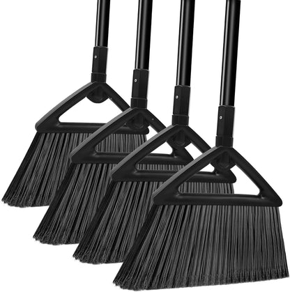 Heavy Duty Broom Outdoor Indoor, Upgraded Commercial Angle Brooms, Black Broom for Sweeping House, Restaurant, Kitchen, Garage, Courtyard