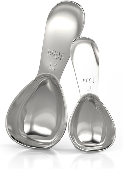 Balci - Stainless Steel Coffee Scoop Set (1&2 Tablespoon, 15ml and 30ml) Exact Measuring Spoons for Coffee, Tea, Sugar, Flour and More!