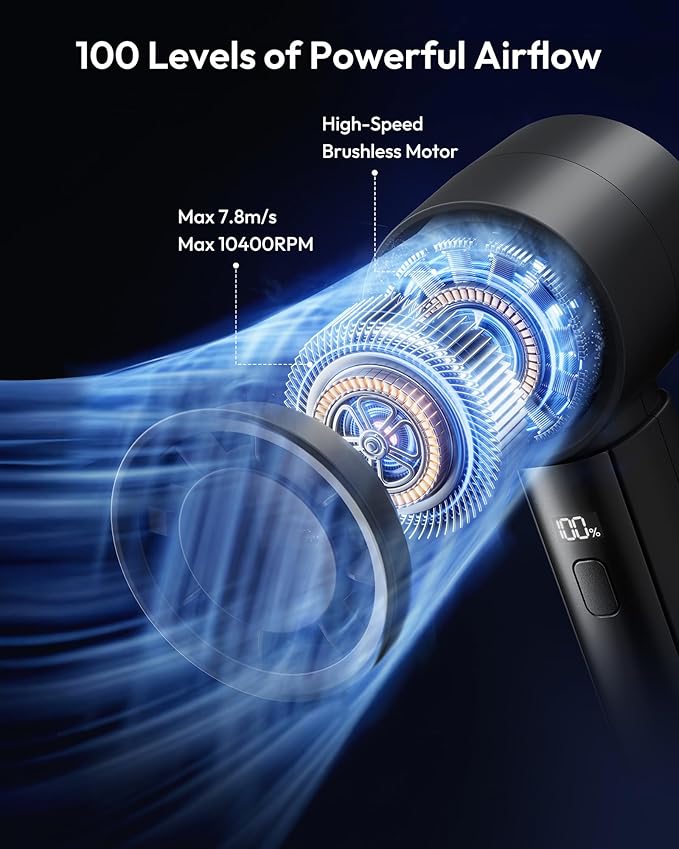 Gaiatop Small Handheld Fan Portable, Powerful High Speed Turbo Cooling, 4000mAh USB Rechargeable Battery Powered Mini Personal Fan, Summer Outdoor Travel Essentials, Gifts for Men Women, Black