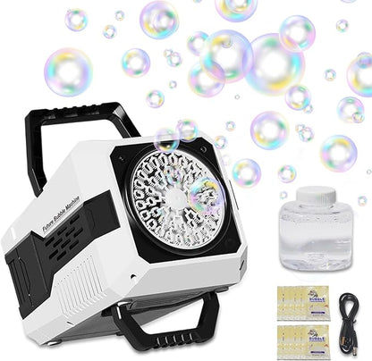2026 Bubble Blower with LED Lights Automatic Bubble Machine Operated by USB or Battery,for Wedding/Outdoor Party Essential Toy Kids Birthday Gift