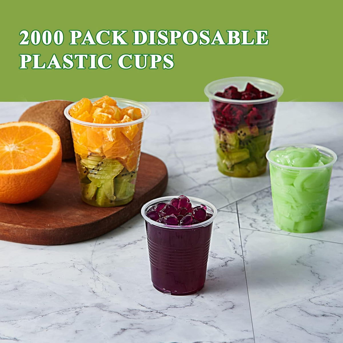 Vplus 2000 Pack 3 OZ Cold Clear Small Plastic Cups, 3 Ounce Disposable Measuring Tasting Sample Mouthwash Dessert Shot Cups for Bathroom, Party